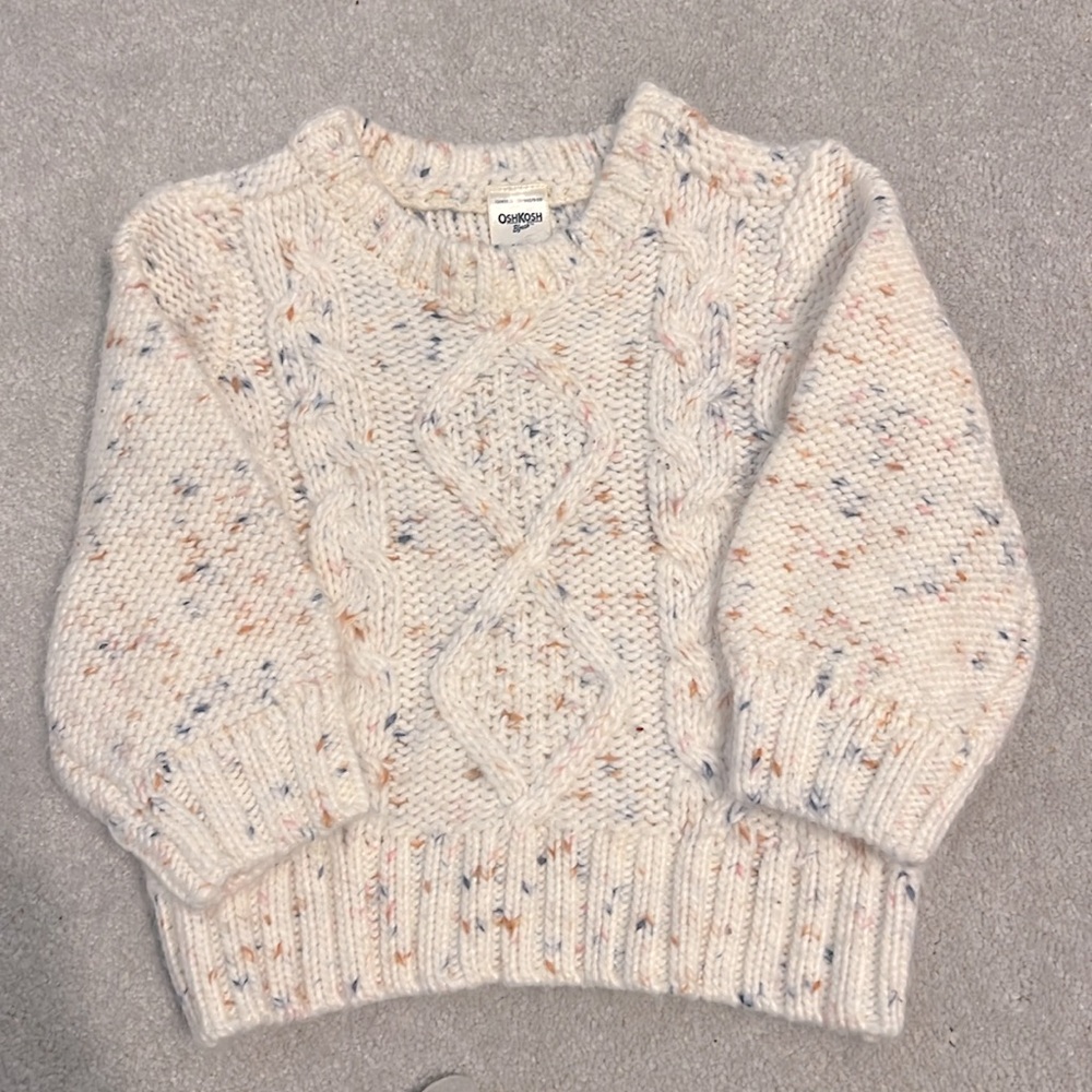 Oshkosh Toddler Girl Sweater Off-white with multi-colored flecks size 12 months